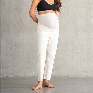 Seraphine Cream Maternity Cropped Pants
